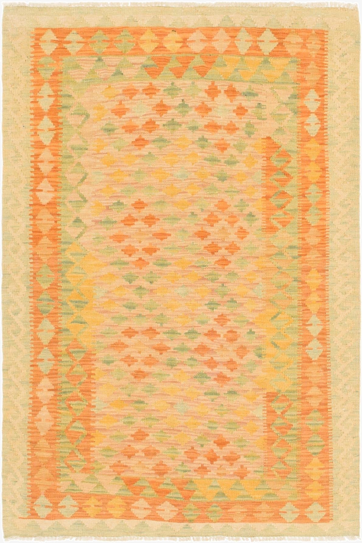  3' 5 x 5'  Hand Woven Kilim Waziri Wool Rug