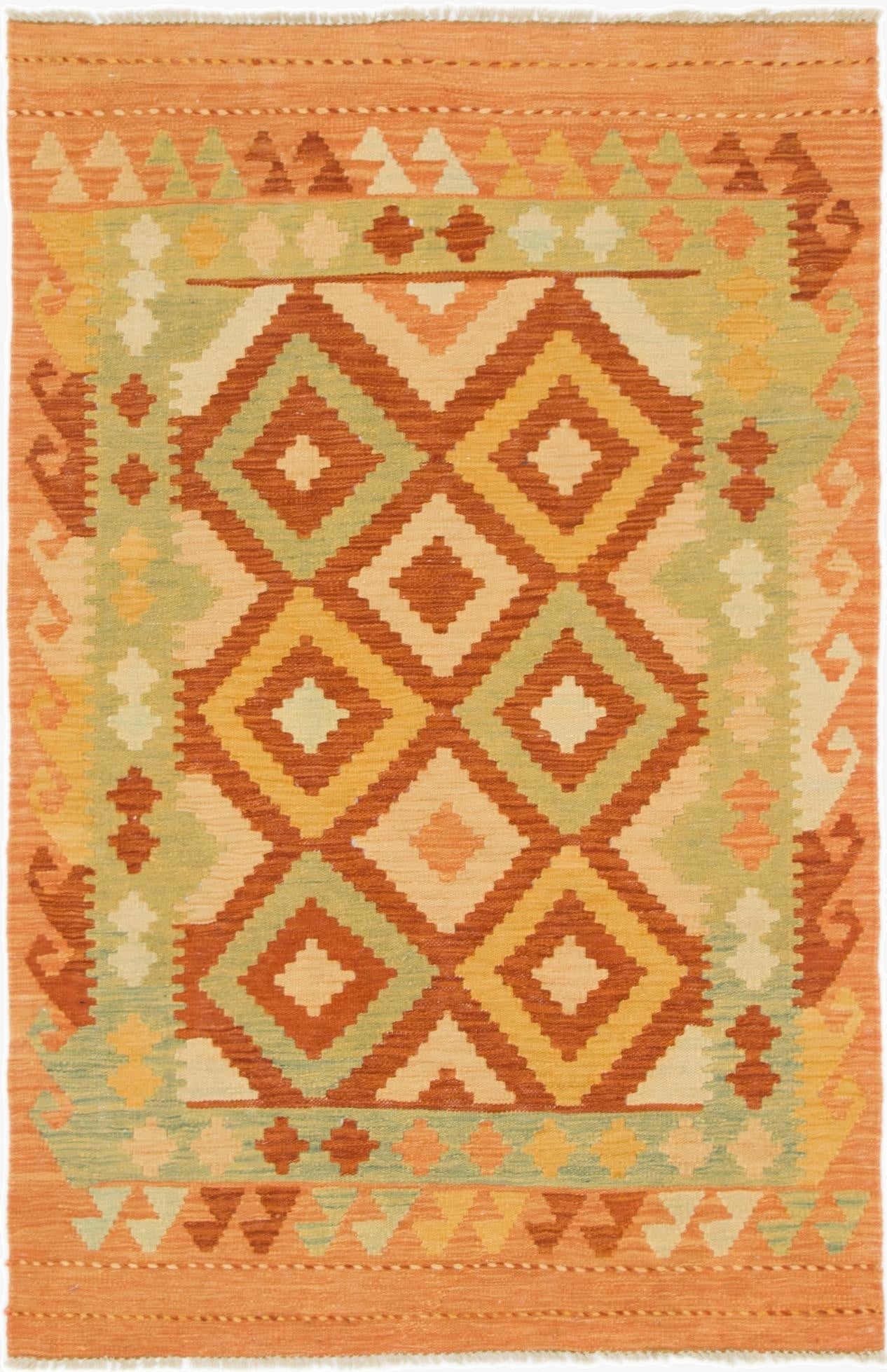  3' 2 x 5'  Hand Woven Kilim Waziri Wool Rug