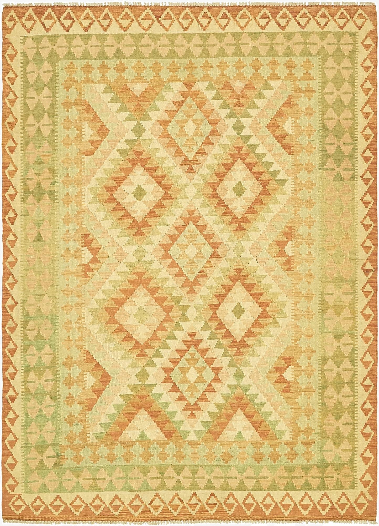  4' 10 x 6' 8  Hand Woven Kilim Waziri Wool Rug