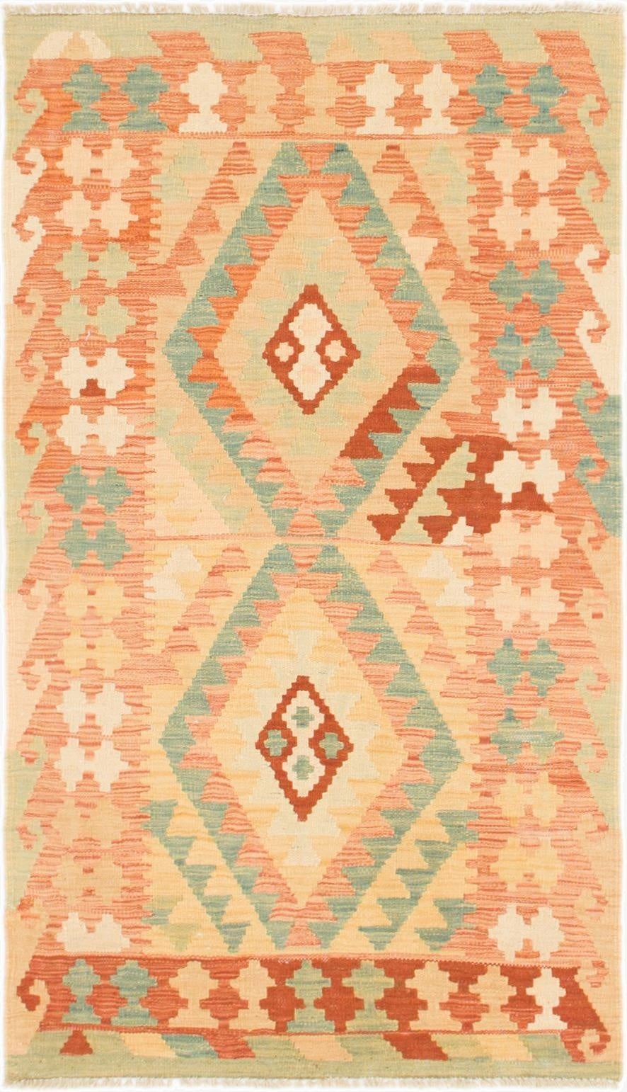  2' 8 x 4' 8  Hand Woven Kilim Waziri Wool Rug