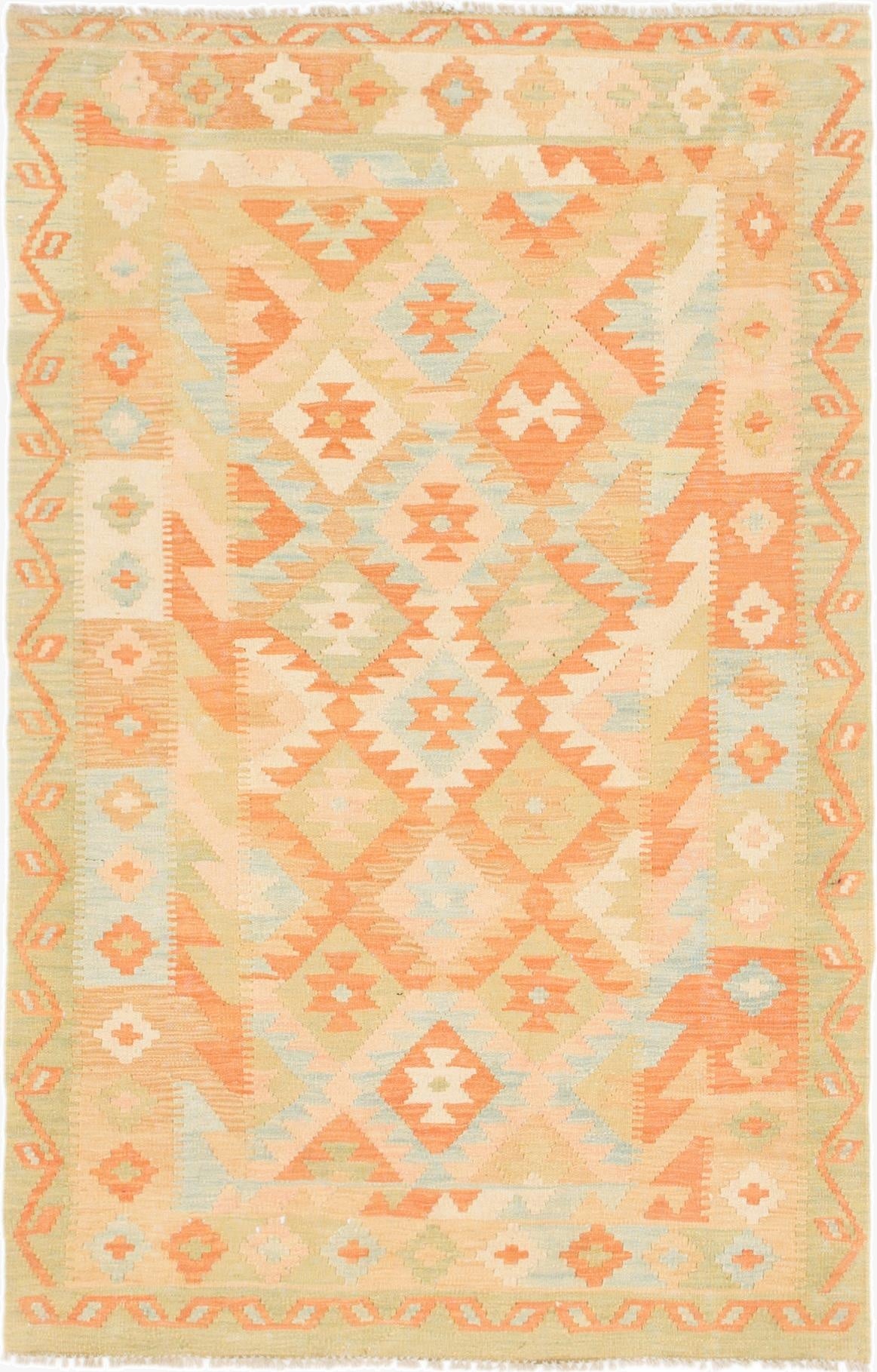  3' 6 x 5' 4  Hand Woven Kilim Waziri Wool Rug