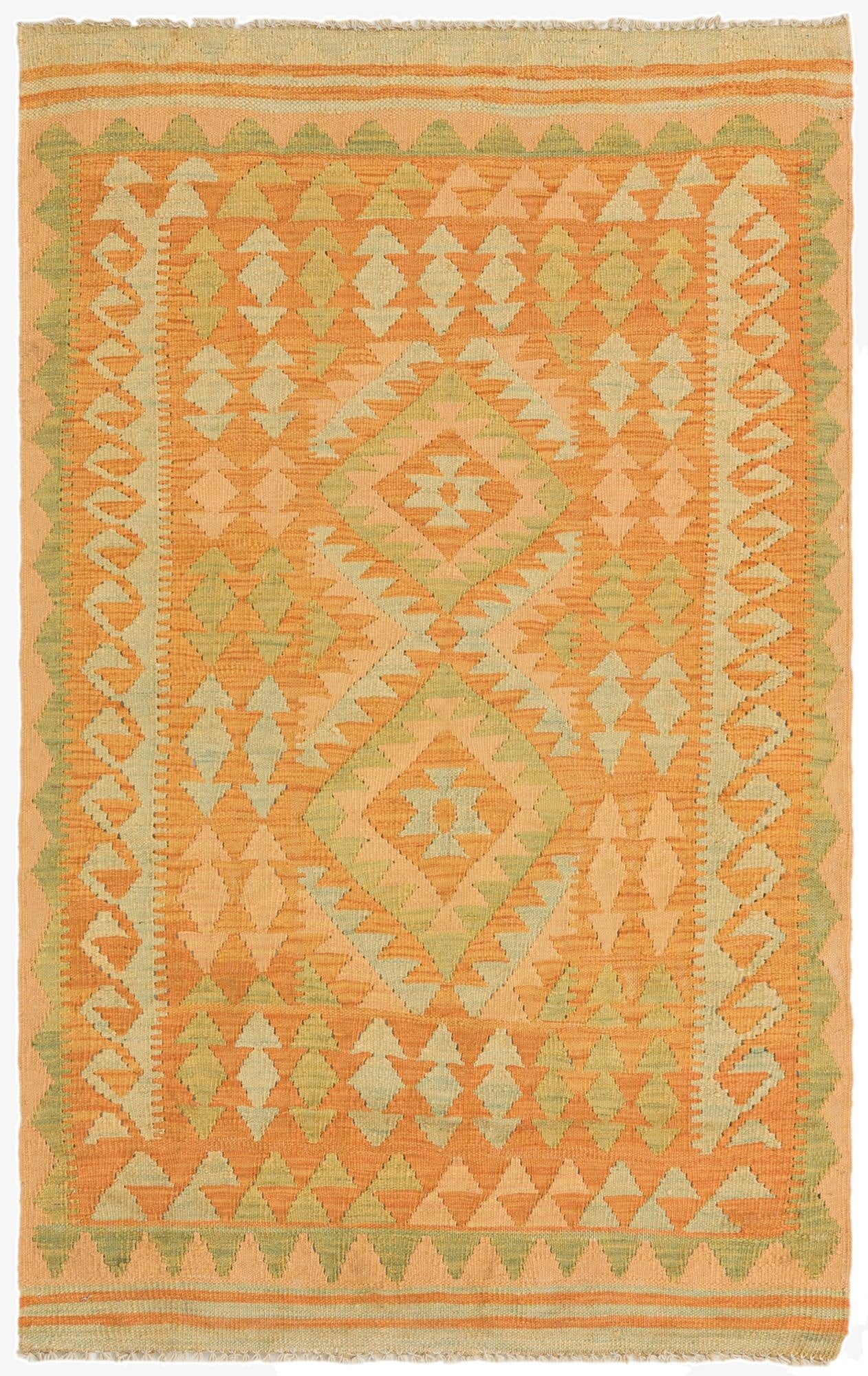  3' x 4' 9  Hand Woven Kilim Waziri Wool Rug
