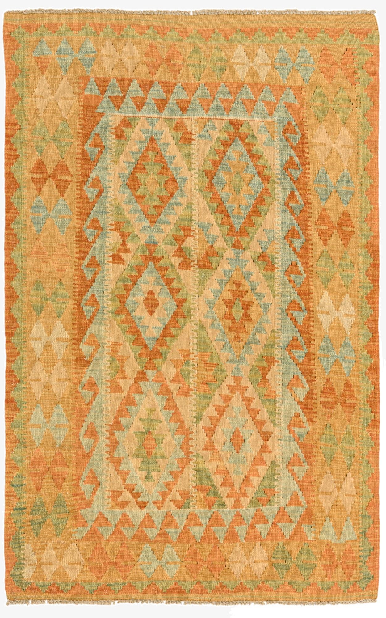  3' 2 x 5'  Hand Woven Kilim Waziri Wool Rug