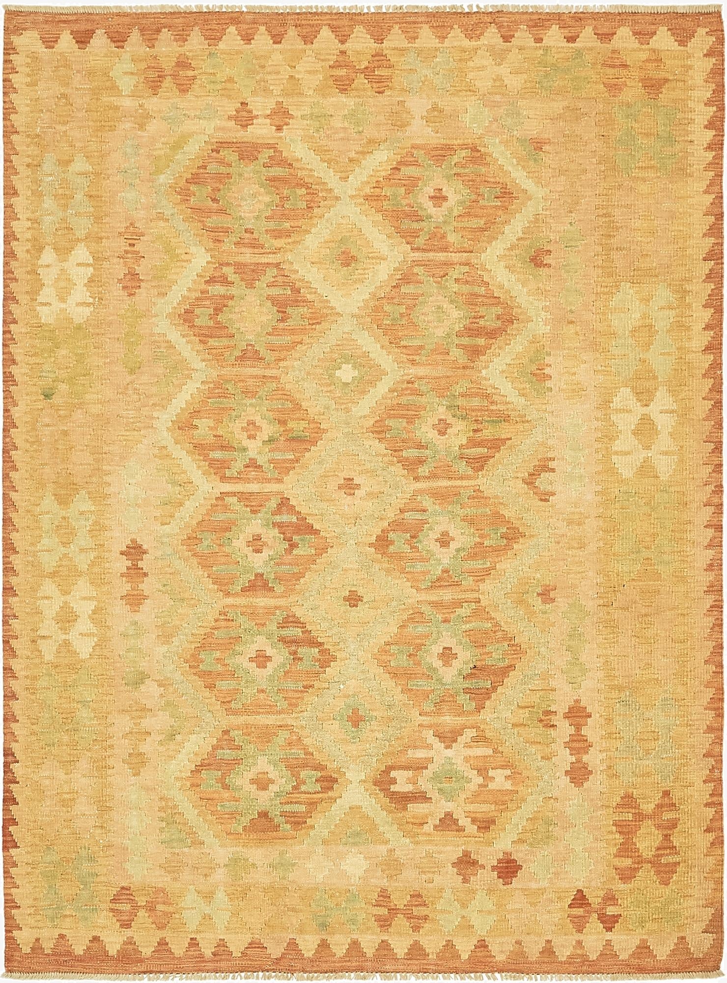  4' 9 x 6' 5  Hand Woven Kilim Waziri Wool Rug