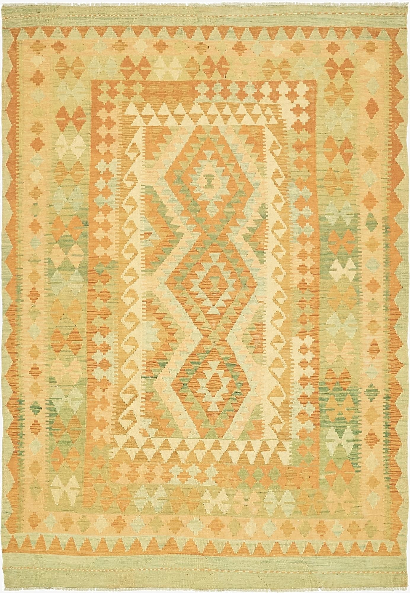  4' 6 x 6' 8  Hand Woven Kilim Waziri Wool Rug