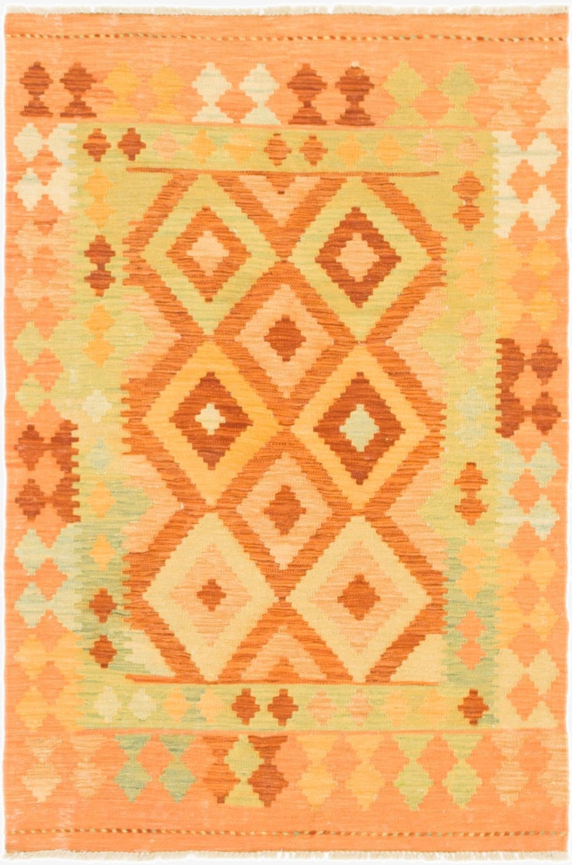  3' 2 x 4' 10  Hand Woven Kilim Waziri Wool Rug