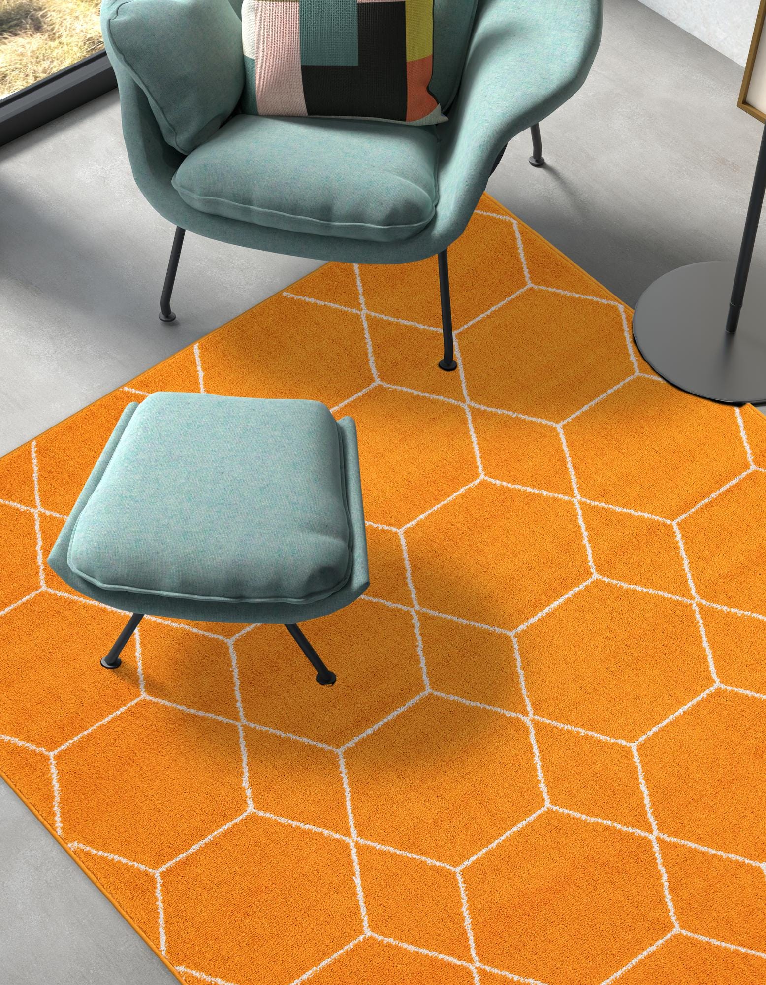 Orange 5' 3 x 8' Lattice Frieze Rug | Rugs.com