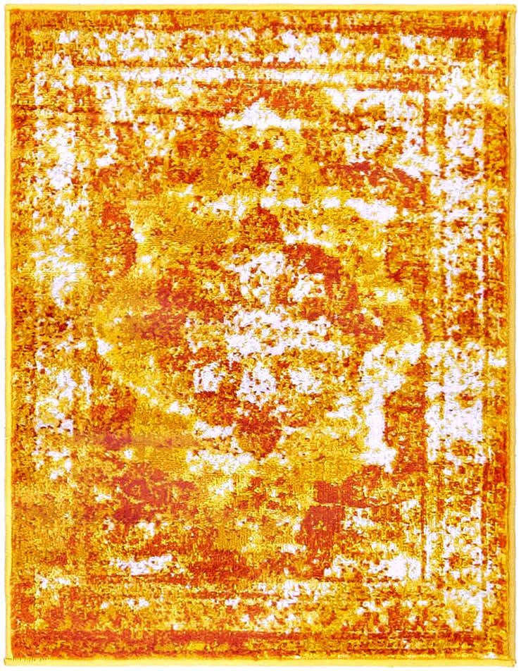 A 2x3 rectangular Monte Carlo rug featuring a distressed bohemian medallion pattern in vibrant oranges and white.