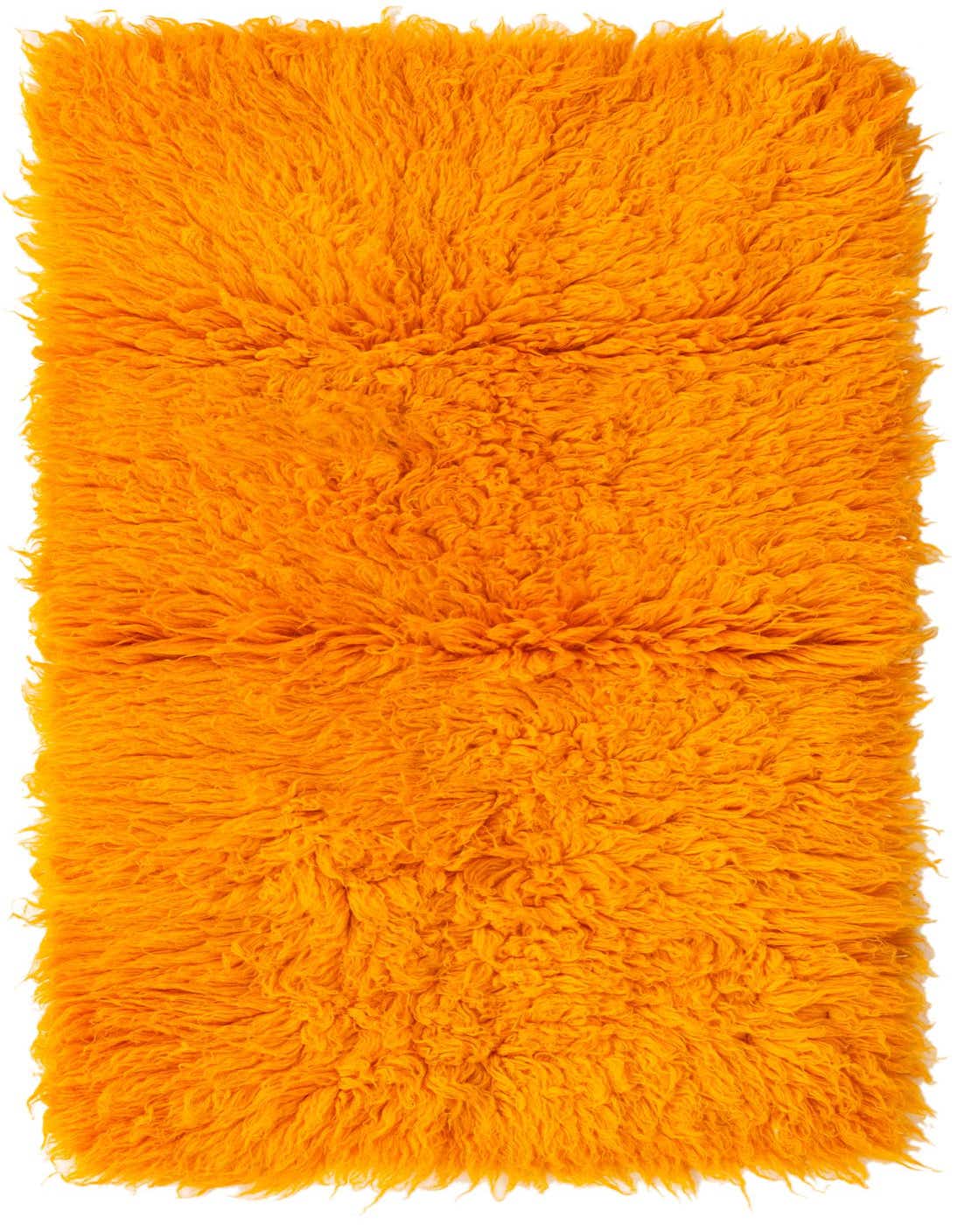 A vibrant orange 3x5 rectangular shag rug with a plush, textured pile, perfect for adding warmth to an indoor space.