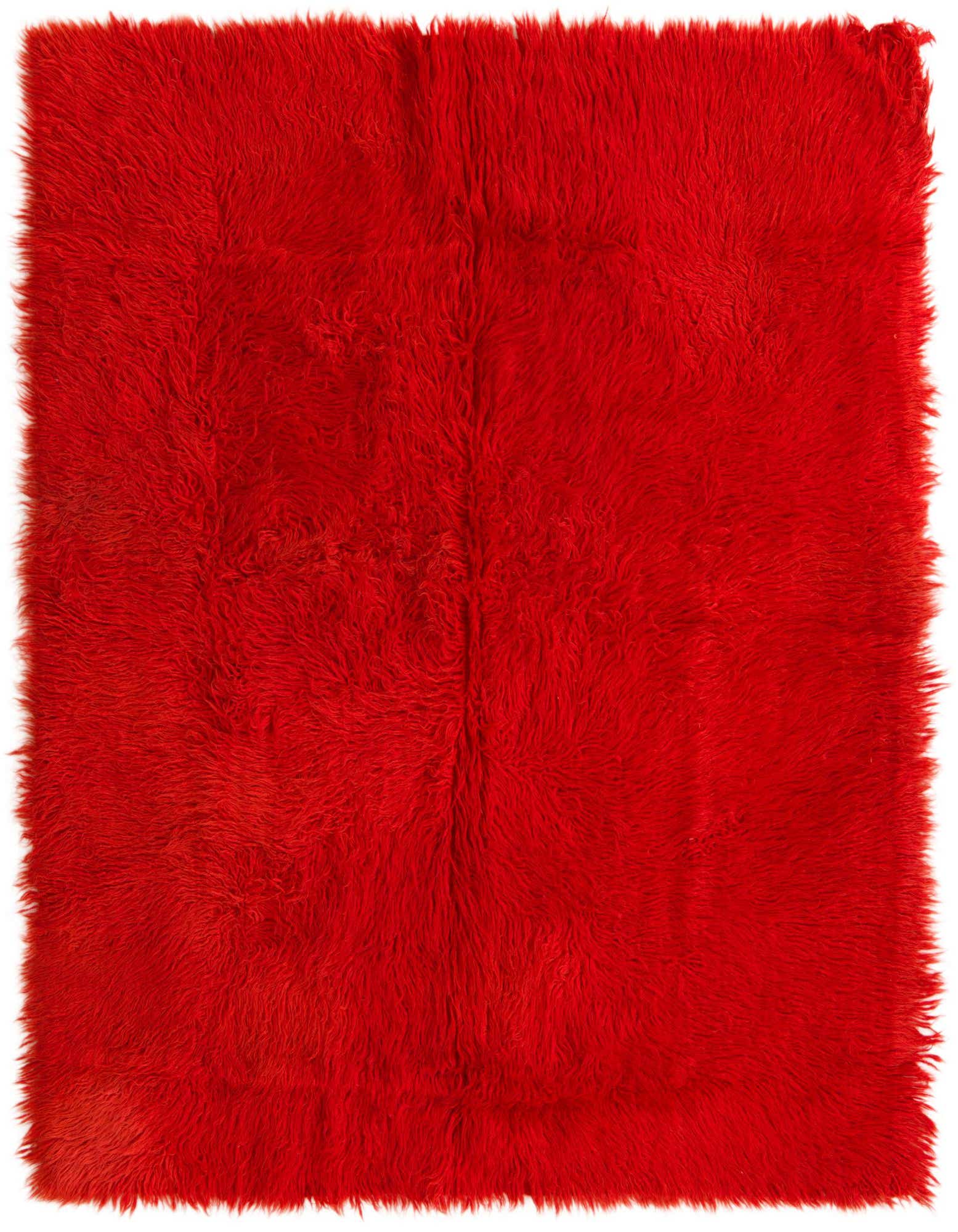 A vibrant 4x6 rectangular shag rug in a deep orange hue, featuring a plush, soft texture.