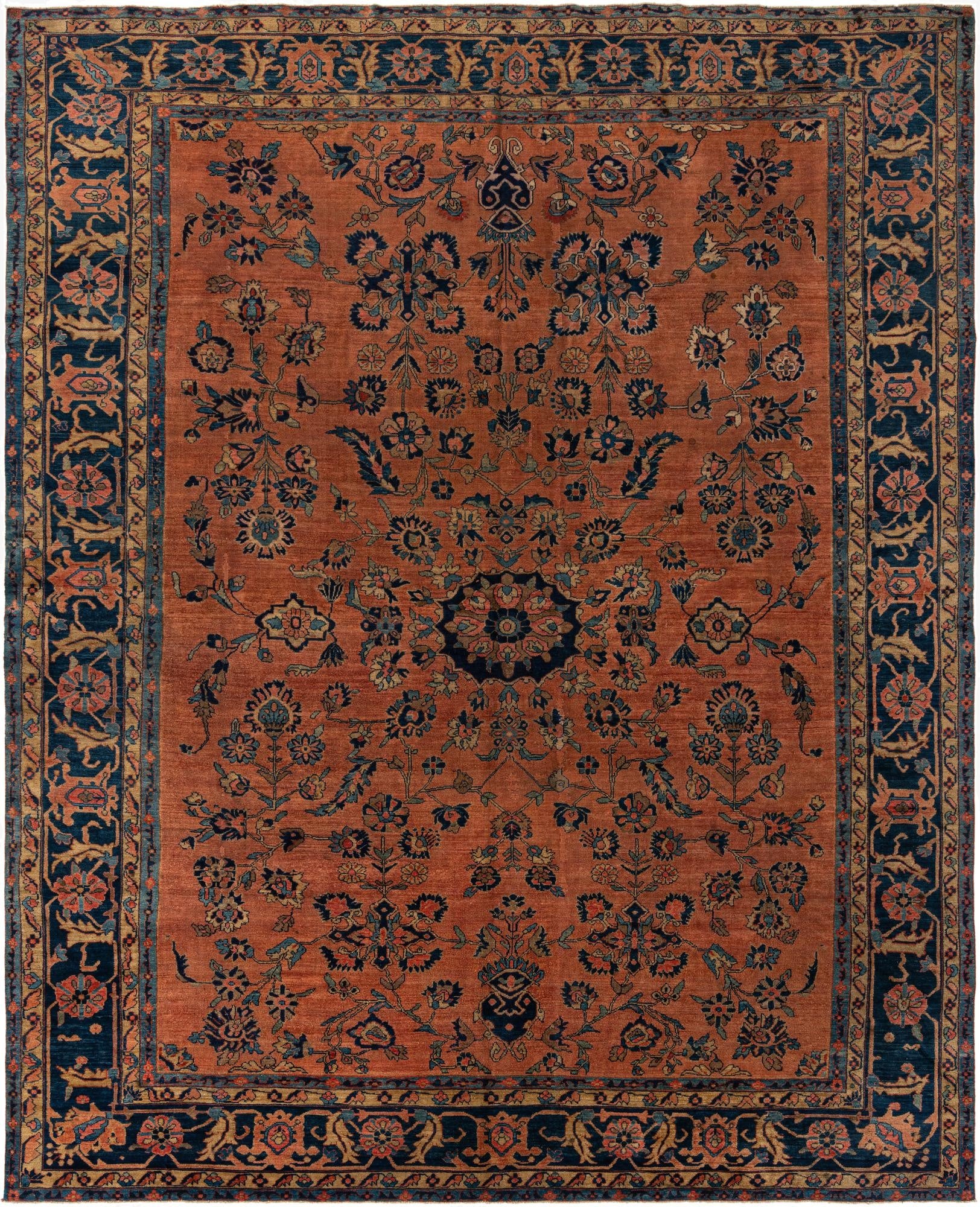  10' 2 x 12' 9  Hand Knotted Sarough Persian Wool Rug