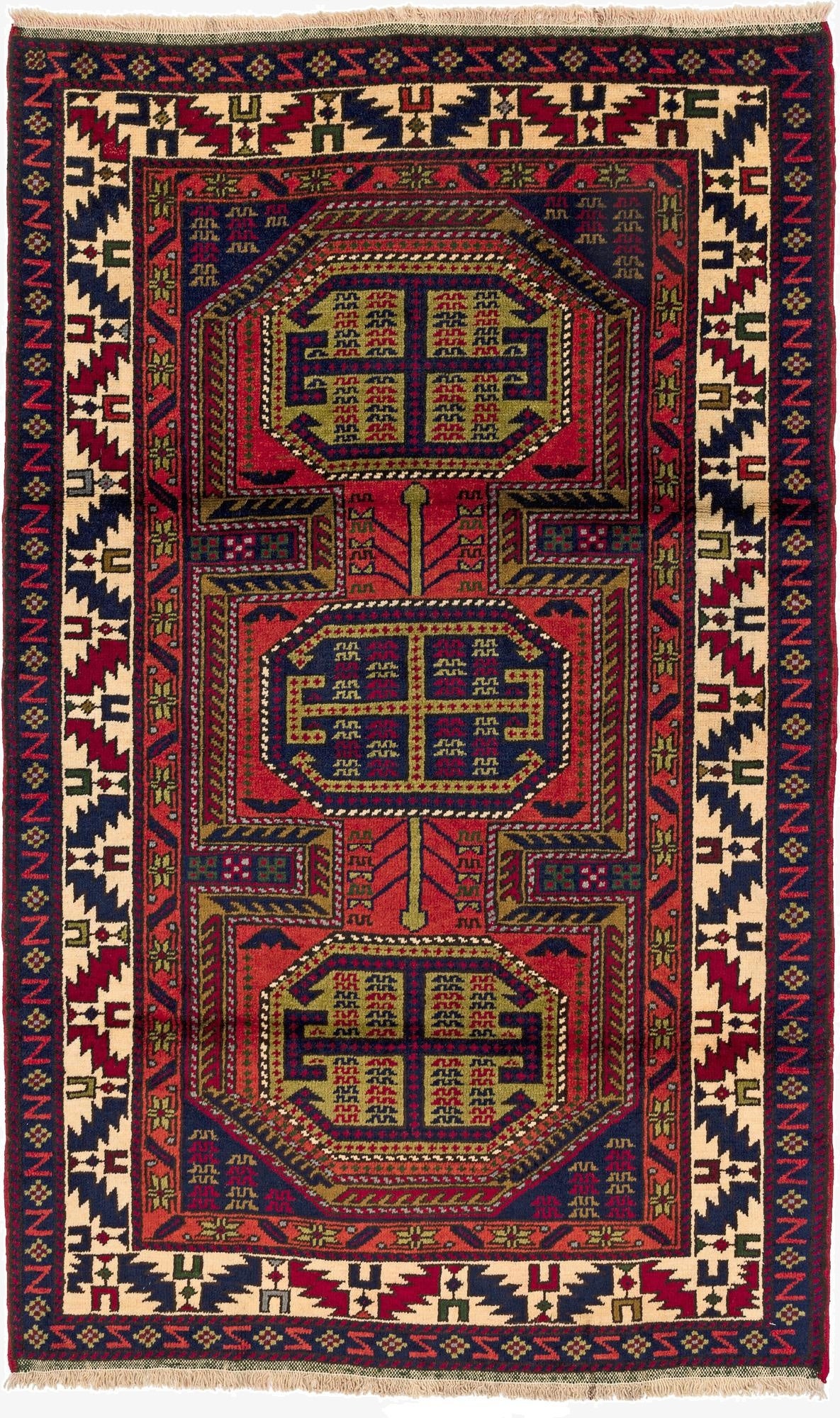  3' 9 x 6' 1  Hand Knotted Shiraz Wool Rug