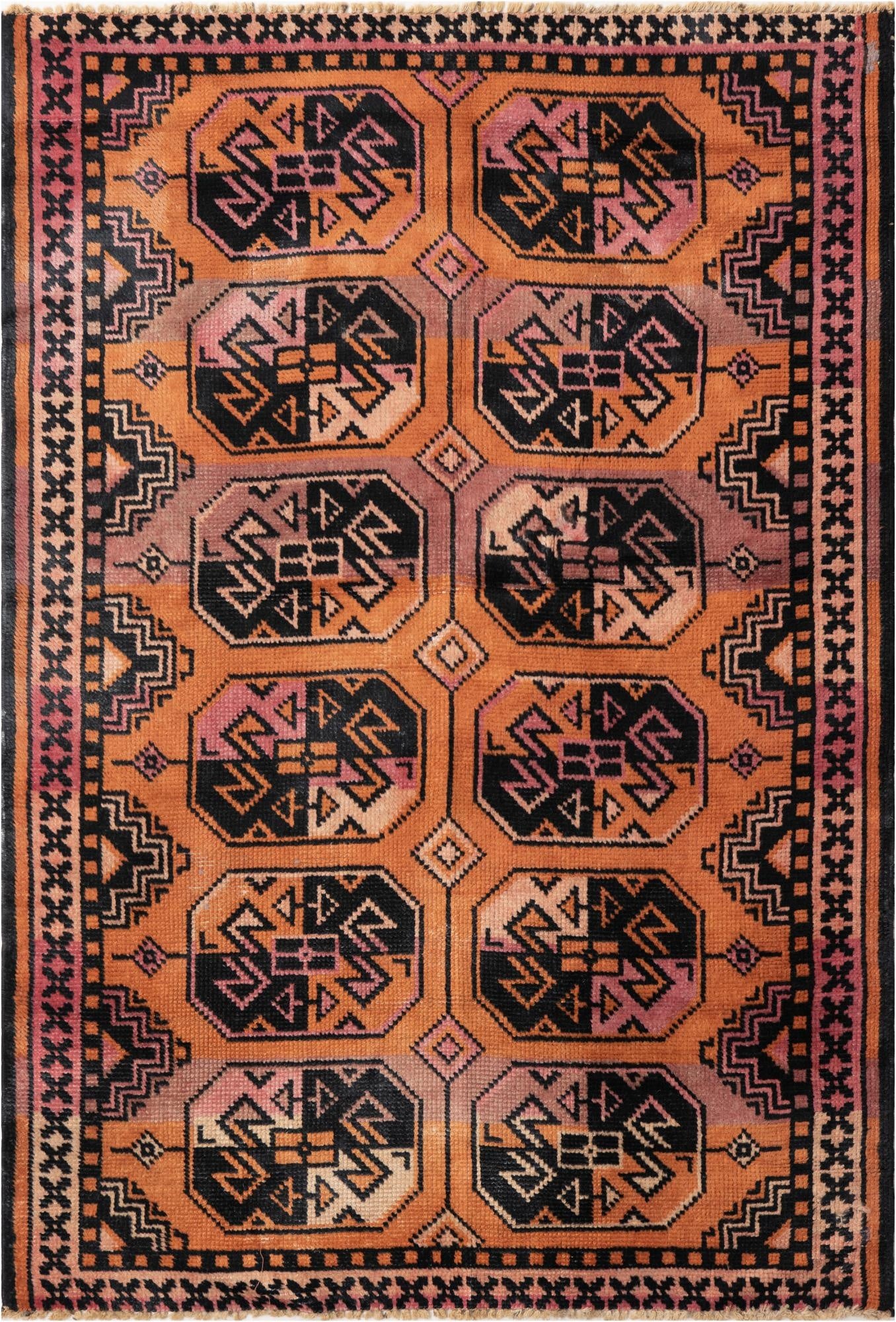  3' 8 x 5' 5  Hand Knotted Ultra Vintage Persian Wool Rug