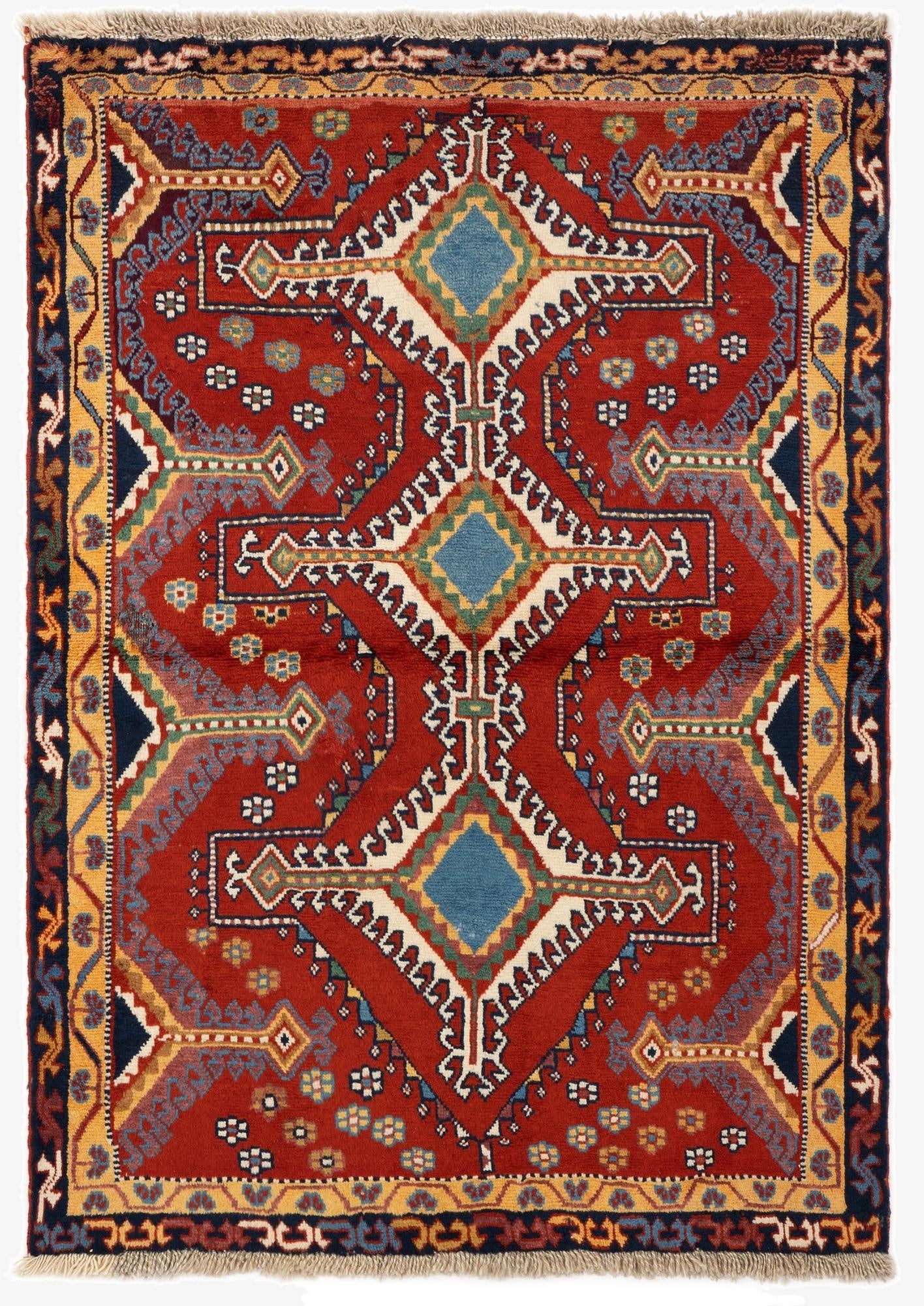  3' 5 x 4' 11  Hand Knotted Yalameh Persian Wool Rug