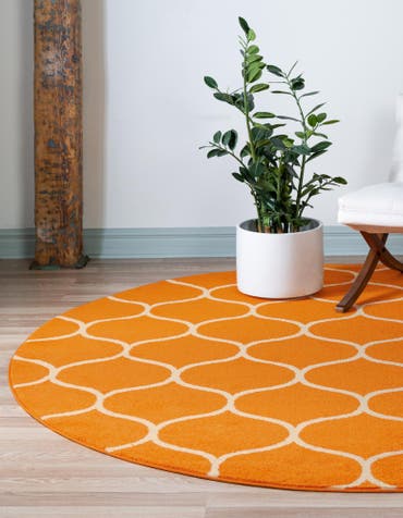  5' 3 x 5' 3 Lattice Frieze Round Rug