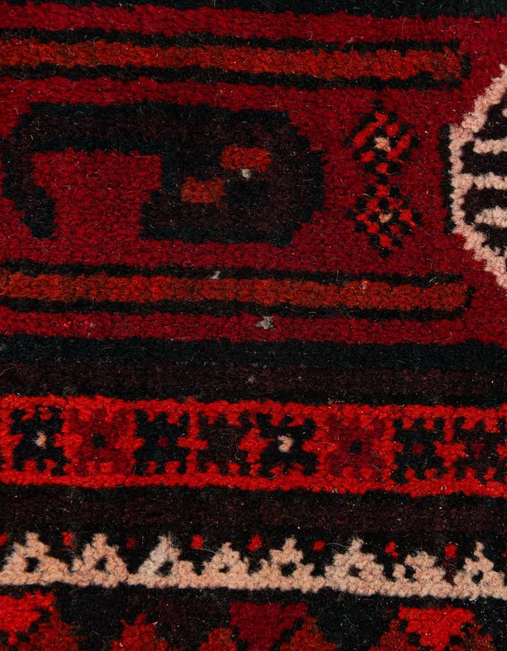 Detail image of  3' 7 x 7' 3  Hand Knotted Afghan Ersari Wool Runner Rug
