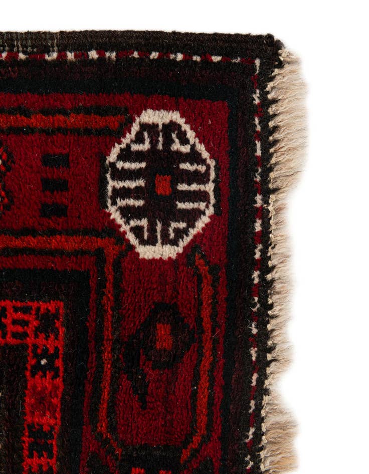 Detail image of  3' 7 x 7' 3  Hand Knotted Afghan Ersari Wool Runner Rug