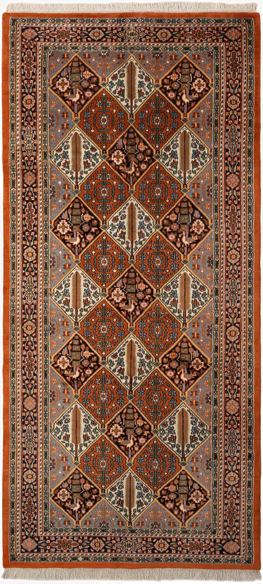  5' 4 x 11' 5  Hand Knotted Bakhtiar Wool Runner Rug