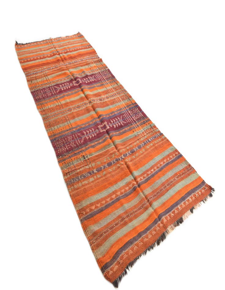 Detail image of  3' 9 x 9' 10  Hand Woven Kilim Fars Wool Runner Rug