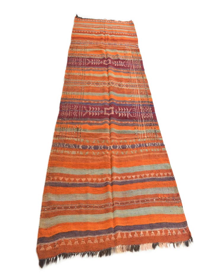 Detail image of  3' 9 x 9' 10  Hand Woven Kilim Fars Wool Runner Rug