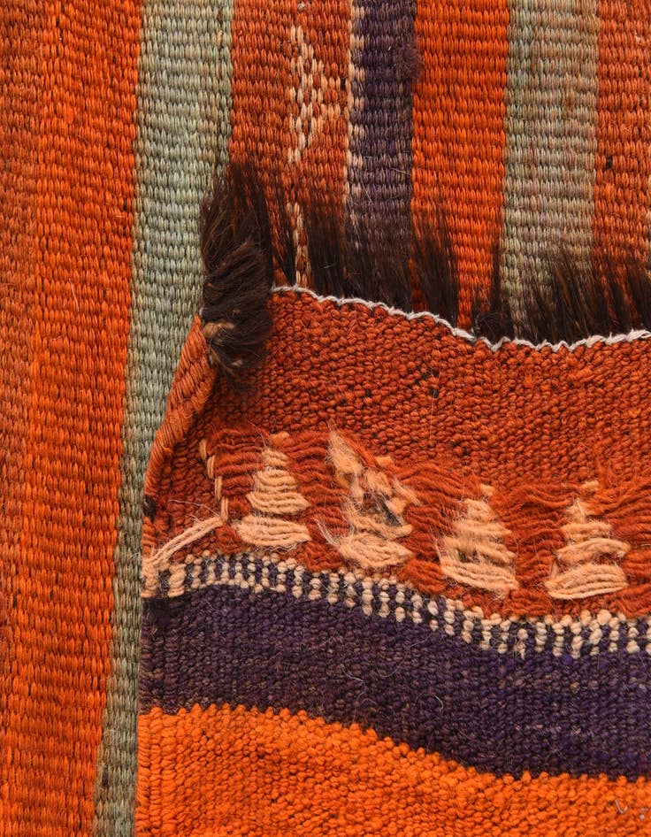 Detail image of  3' 9 x 9' 10  Hand Woven Kilim Fars Wool Runner Rug