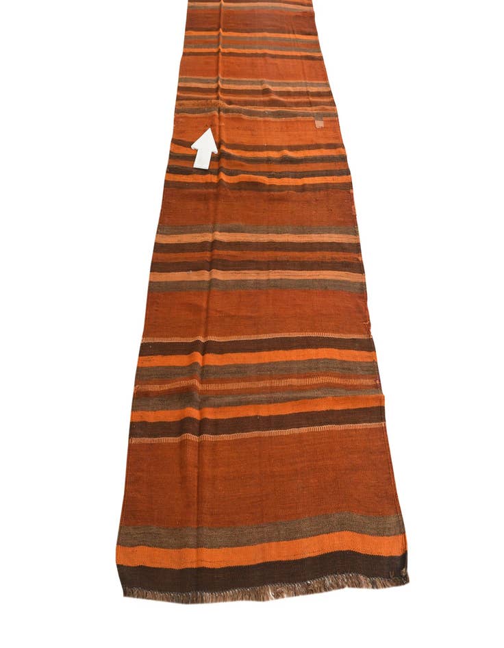 Detail image of  3' 8 x 11'  Hand Woven Kilim Fars Wool Runner Rug