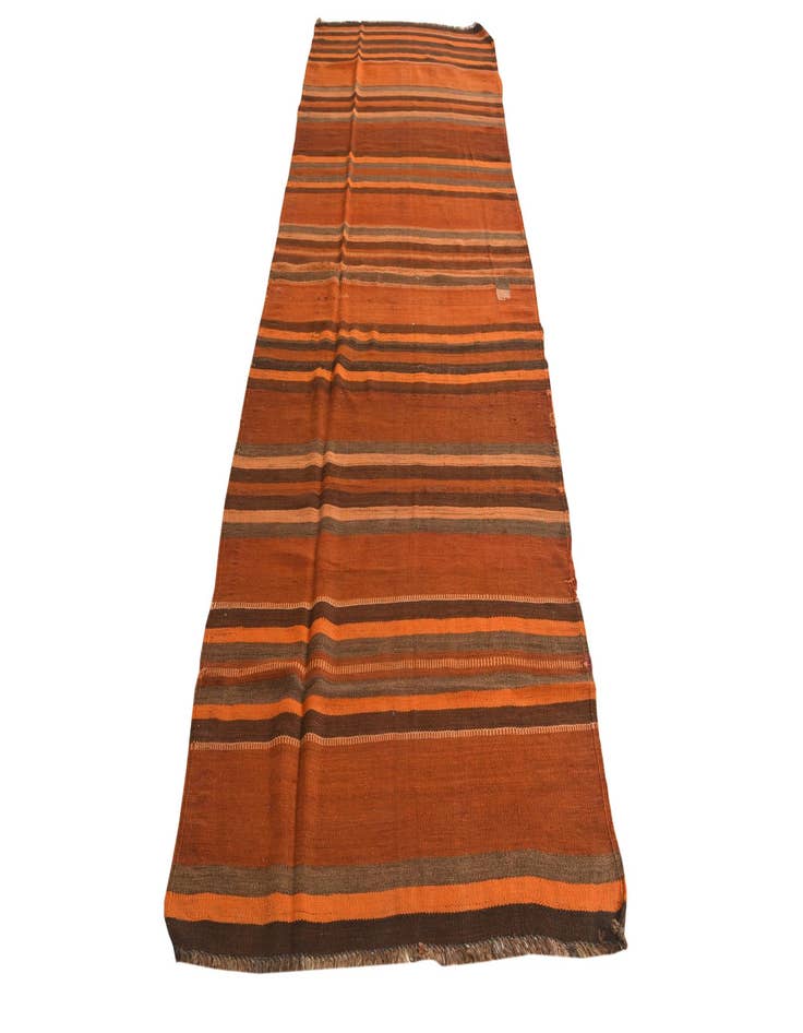 Detail image of  3' 8 x 11'  Hand Woven Kilim Fars Wool Runner Rug