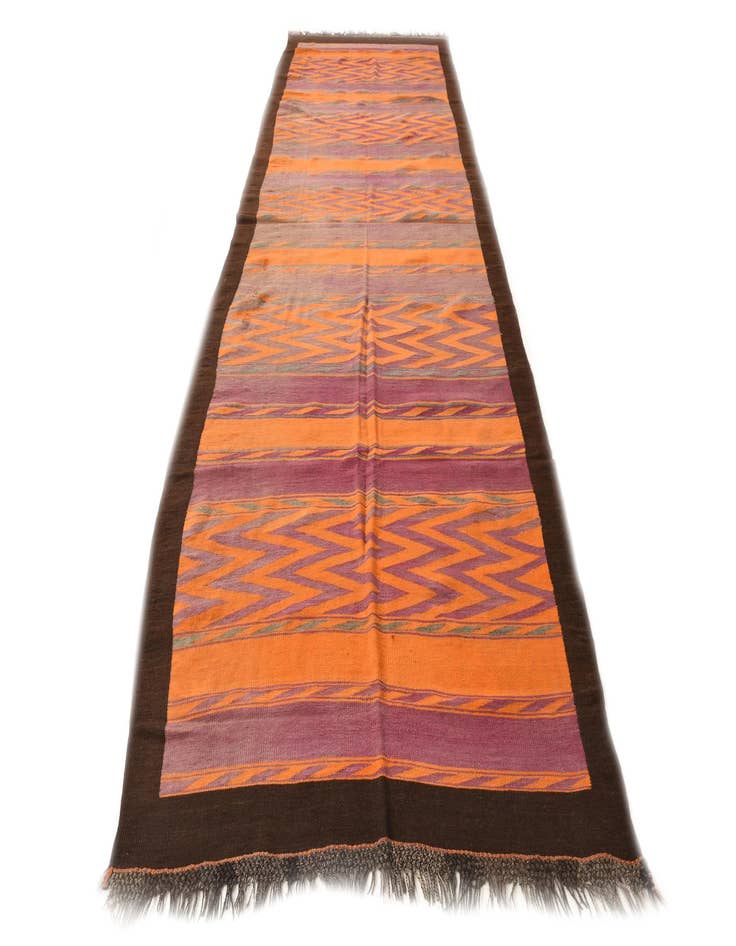 Detail image of  5' 3 x 14' 4  Hand Woven Kilim Fars Wool Runner Rug