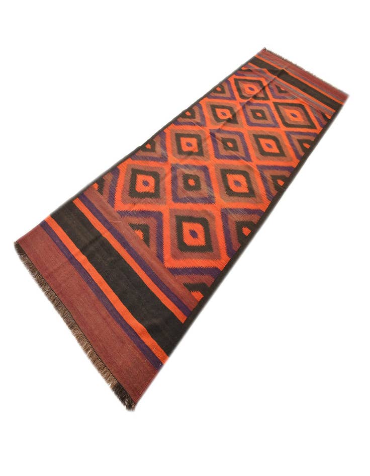 Detail image of  4' x 12'  Hand Woven Kilim Fars Wool Runner Rug