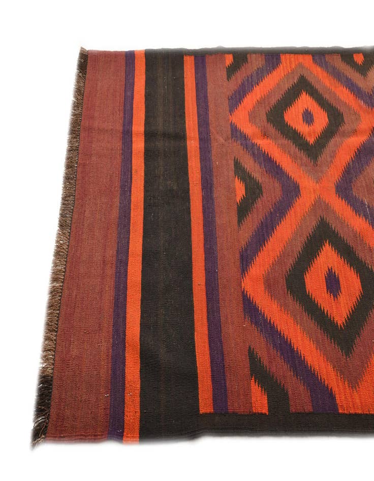 Detail image of  4' x 12'  Hand Woven Kilim Fars Wool Runner Rug