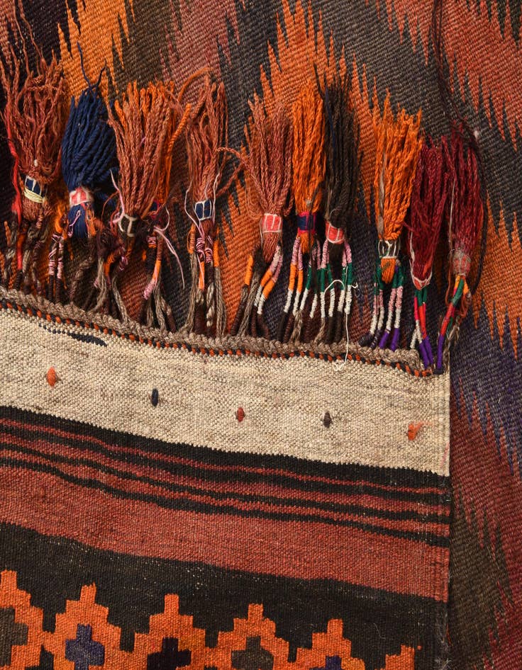 Detail image of  4' 1 x 12' 4  Hand Woven Kilim Fars Wool Runner Rug