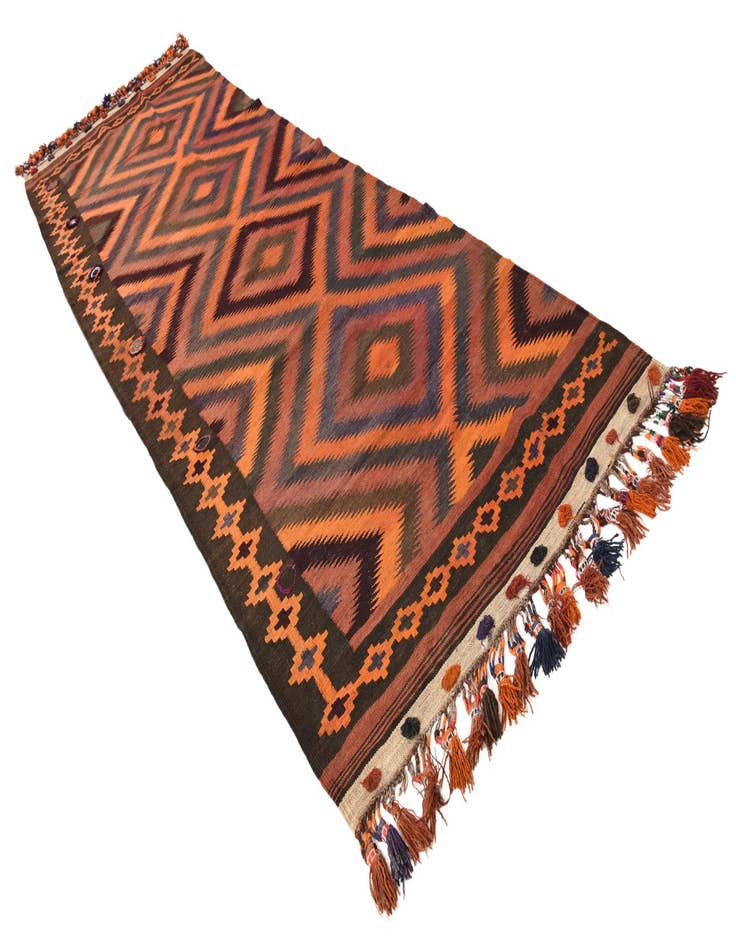 Detail image of  4' 1 x 12' 4  Hand Woven Kilim Fars Wool Runner Rug