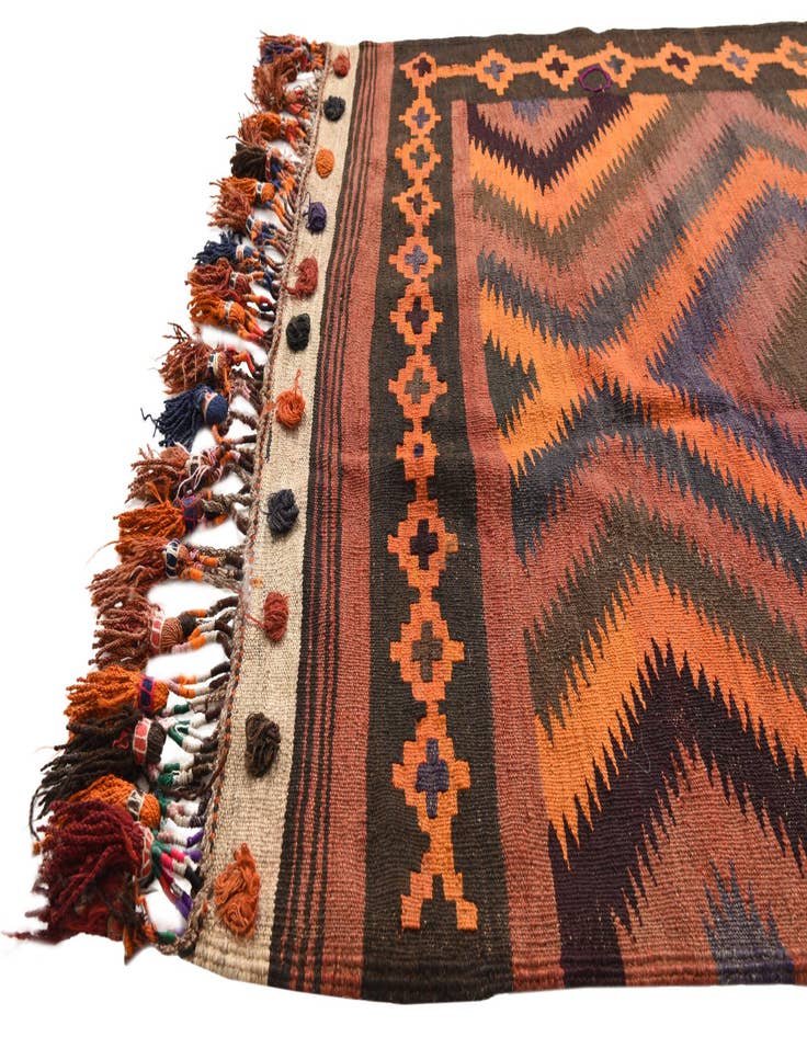 Detail image of  4' 1 x 12' 4  Hand Woven Kilim Fars Wool Runner Rug