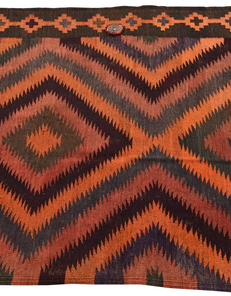 Detail image of  4' 1 x 12' 4  Hand Woven Kilim Fars Wool Runner Rug
