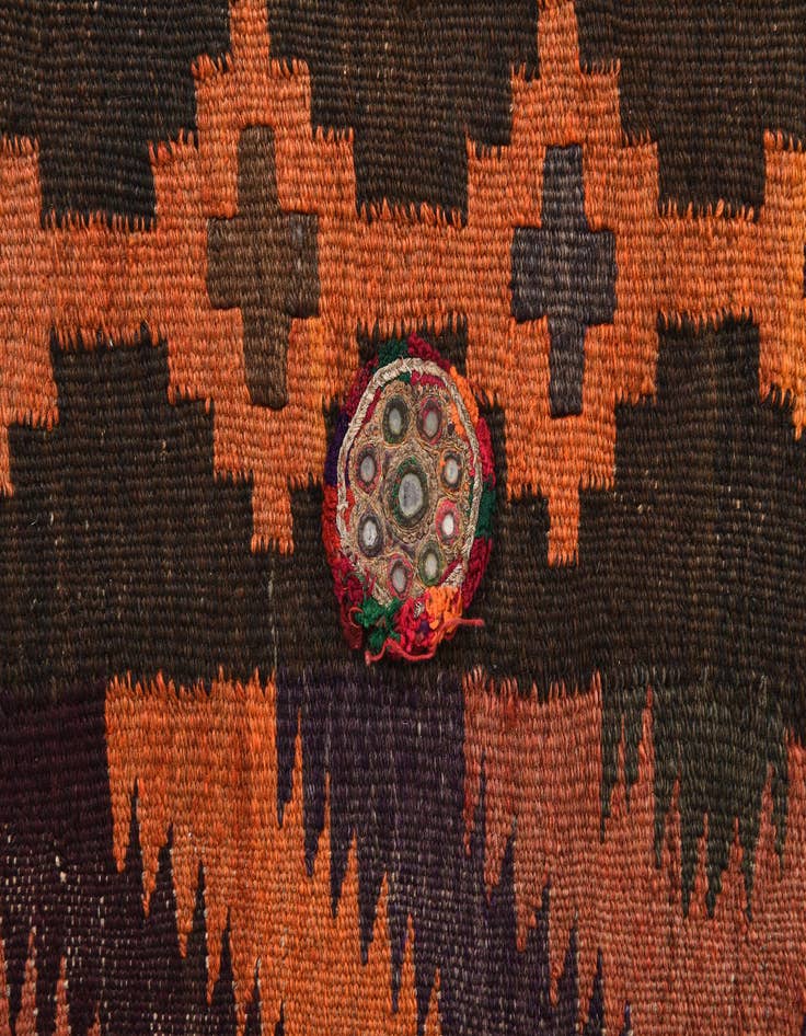 Detail image of  4' 1 x 12' 4  Hand Woven Kilim Fars Wool Runner Rug