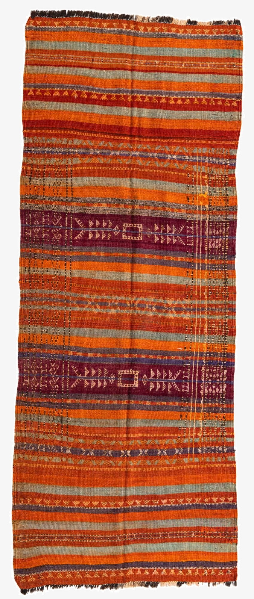  3' 9 x 9' 10  Hand Woven Kilim Fars Wool Runner Rug