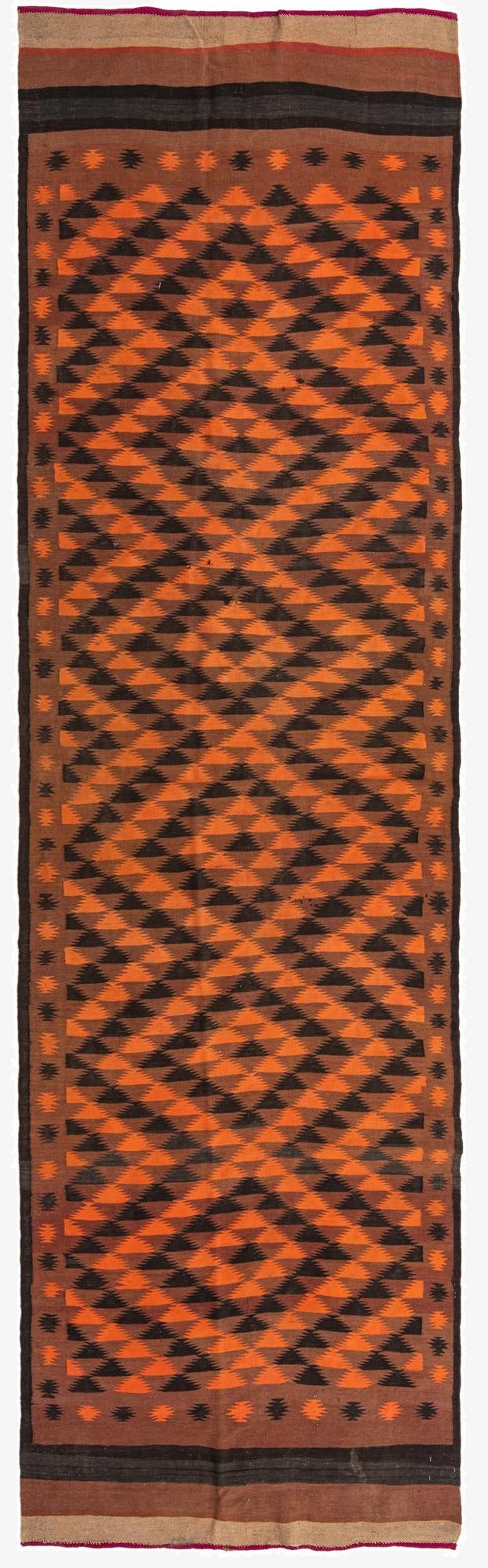  4' 7 x 15' 8  Hand Woven Kilim Fars Wool Runner Rug