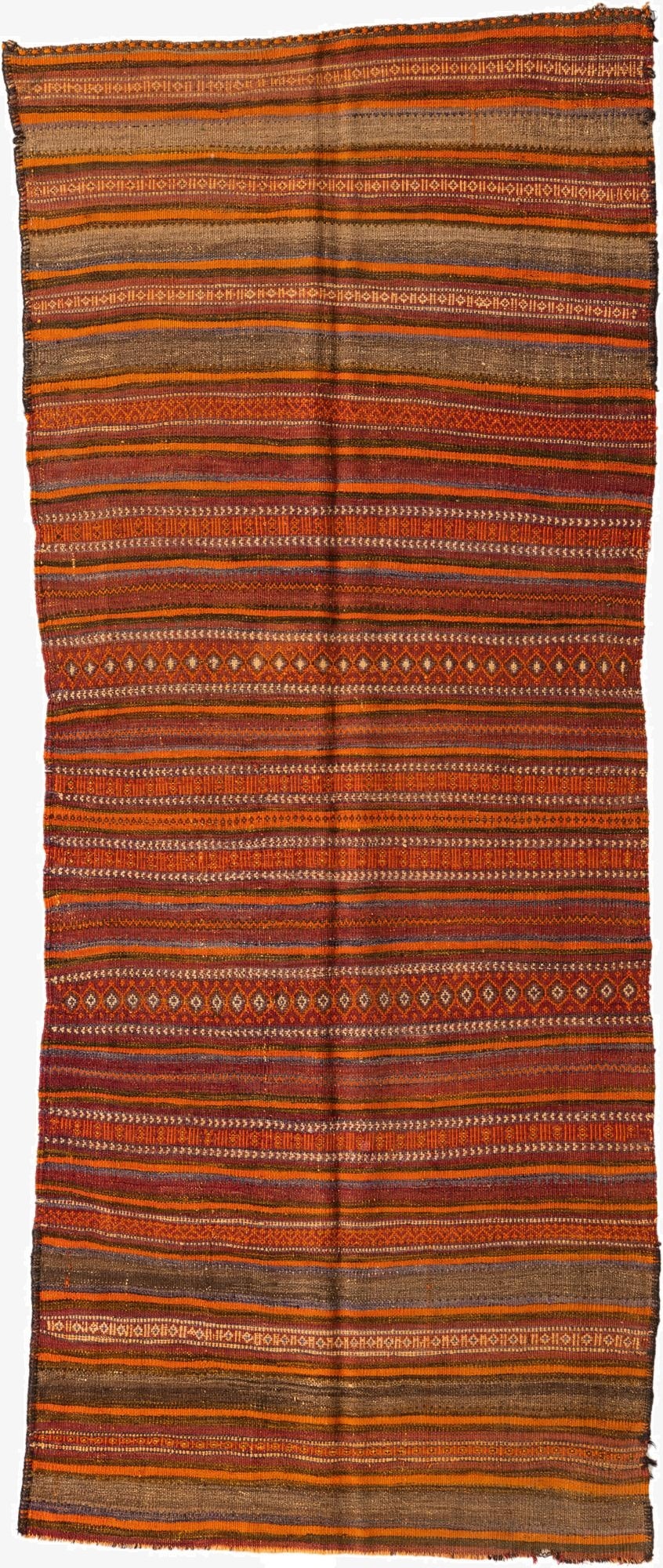  3' 2 x 7' 6  Hand Woven Kilim Fars Wool Runner Rug