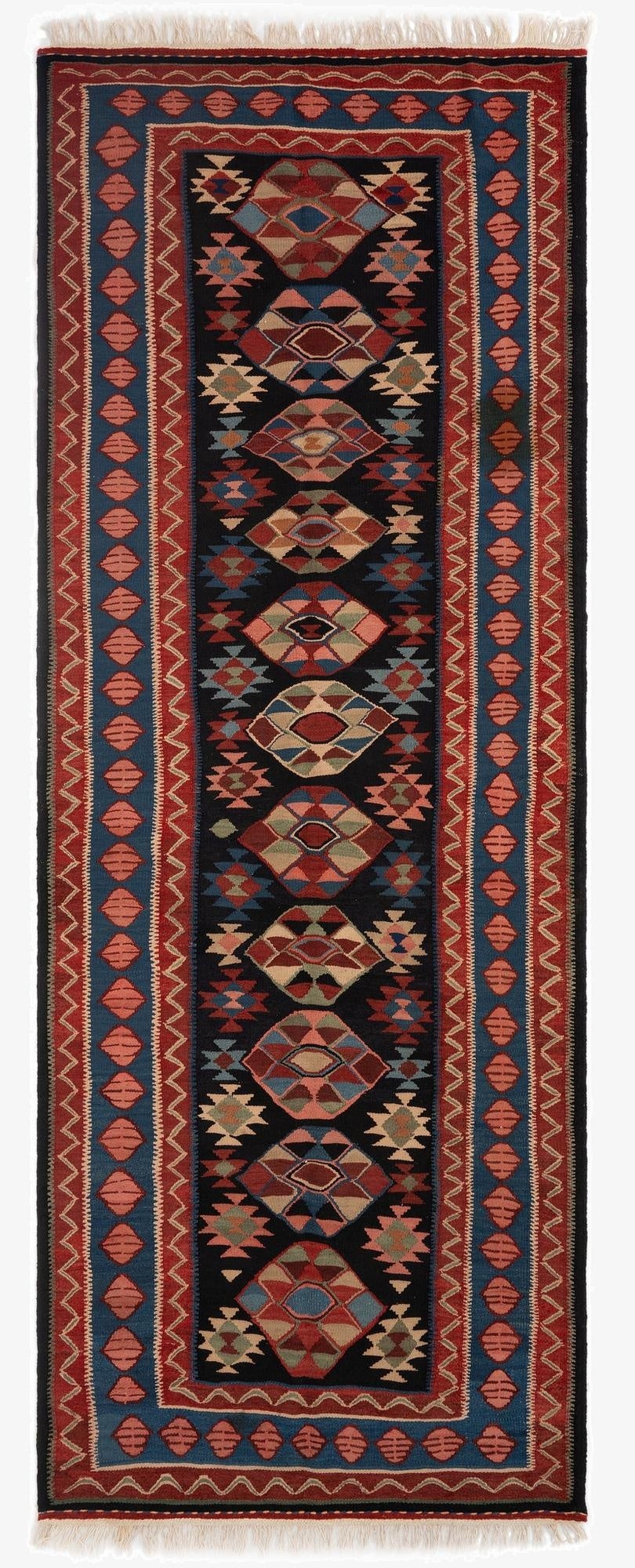 4' 6 x 11' 7 Kilim Wool Runner Rug