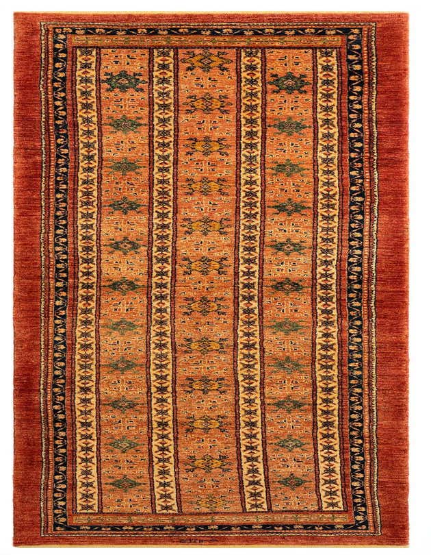 A 9 ft runner rug from the Rugs.com Luribaft collection, featuring a rich orange Persian pattern with intricate details, ideal for hallways.