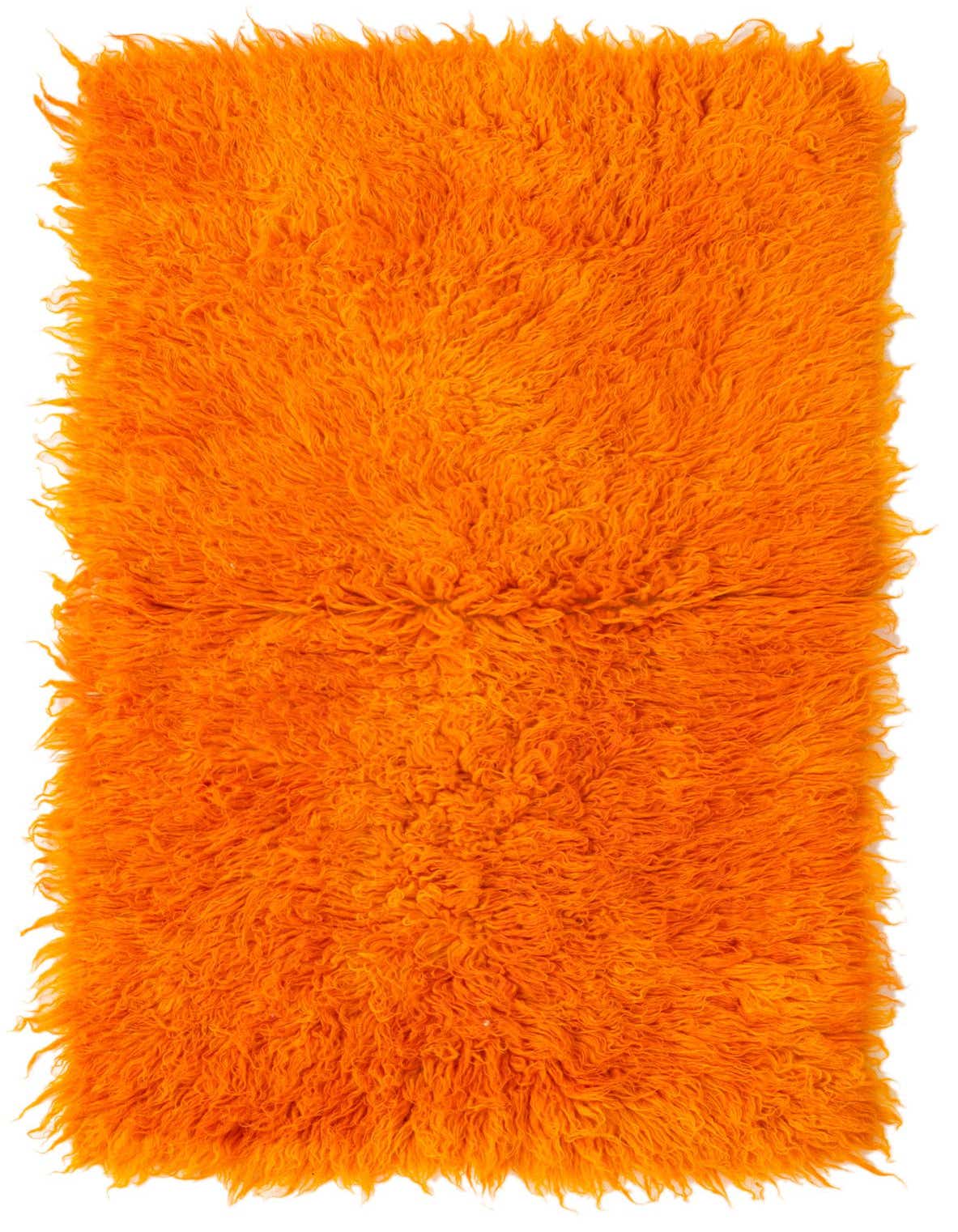 A vibrant orange 4 ft runner rug with a plush, shaggy texture, ideal for adding warmth to a hallway.