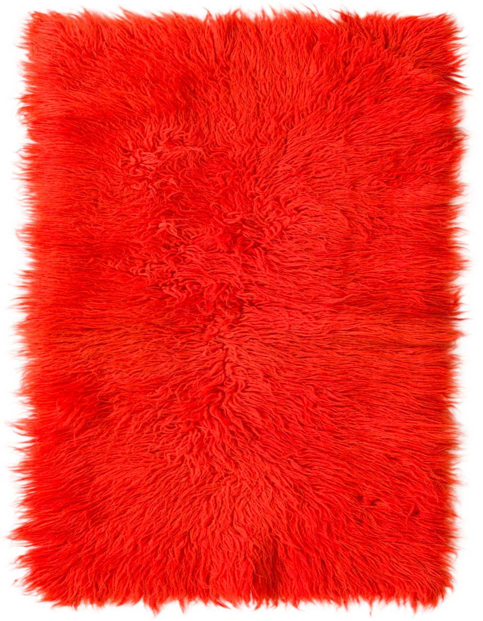 A vibrant orange 4 ft runner rug with a plush, shaggy texture, perfect for adding warmth to a hallway.