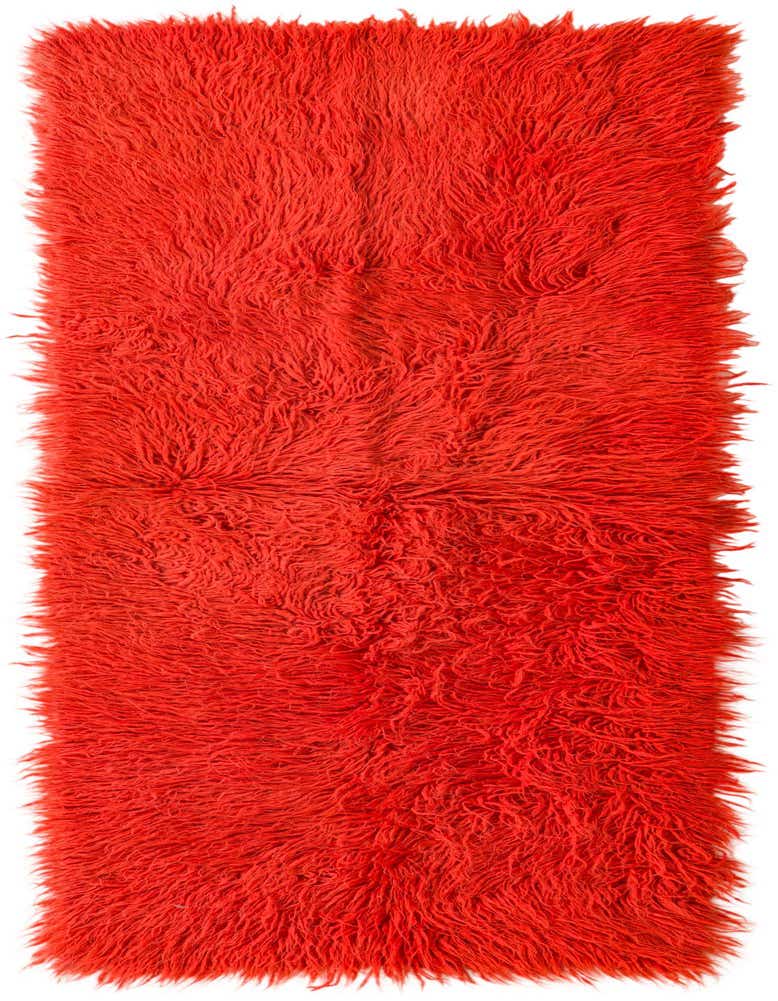 A vibrant orange 6 ft runner rug with a plush, shaggy texture, perfect for adding warmth to a hallway.