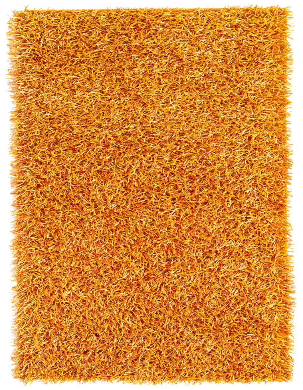 A vibrant orange 5 ft runner rug with a plush, textured shag pile, ideal for a hallway.