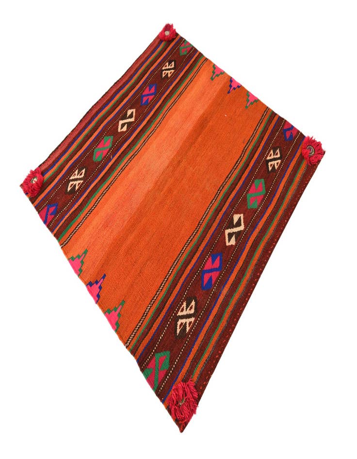 Detail image of  3' 8 x 3' 8  Hand Woven Kilim Fars Wool Square Rug