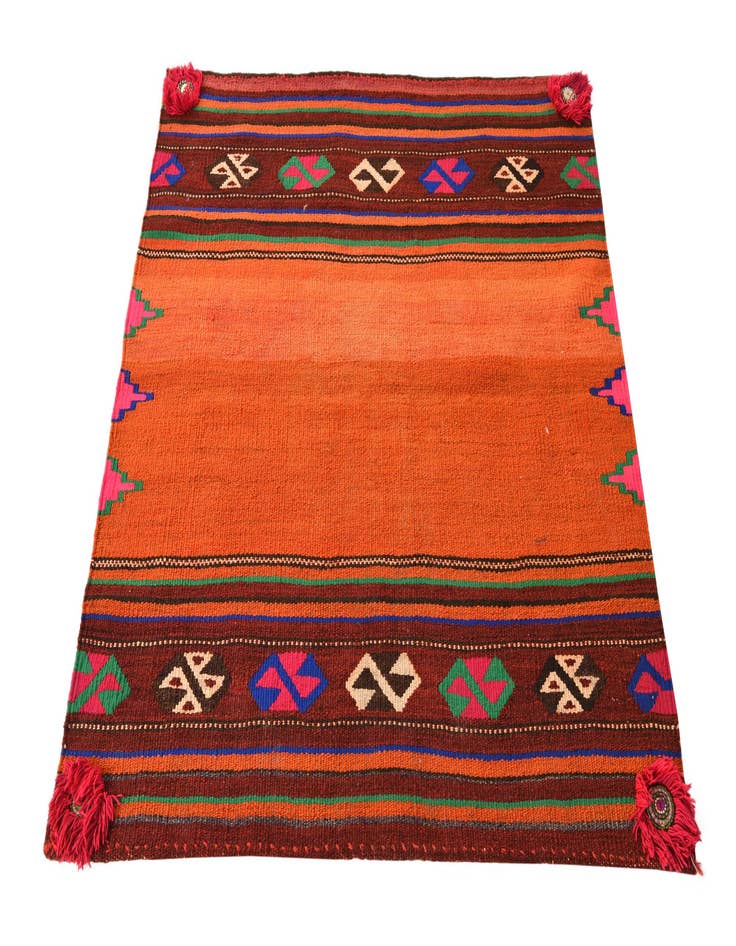 Detail image of  3' 8 x 3' 8  Hand Woven Kilim Fars Wool Square Rug