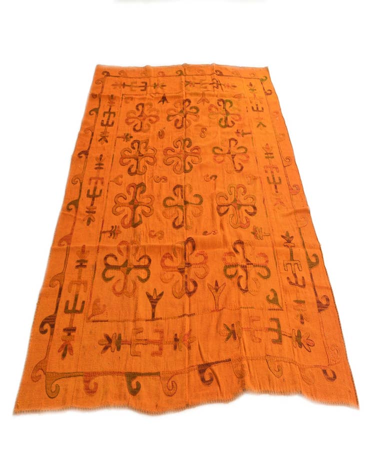 Detail image of  6' 5 x 7' 7  Hand Woven Kilim Suzani Wool Square Rug