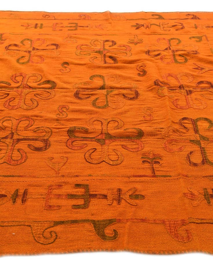 Detail image of  6' 5 x 7' 7  Hand Woven Kilim Suzani Wool Square Rug