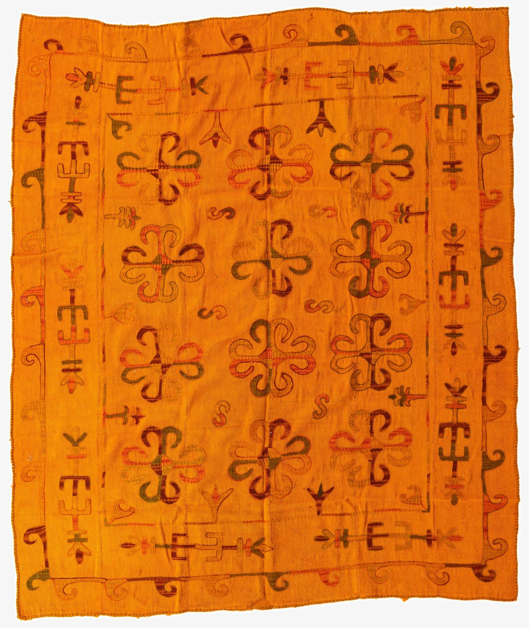  6' 5 x 7' 7  Hand Woven Kilim Suzani Wool Square Rug