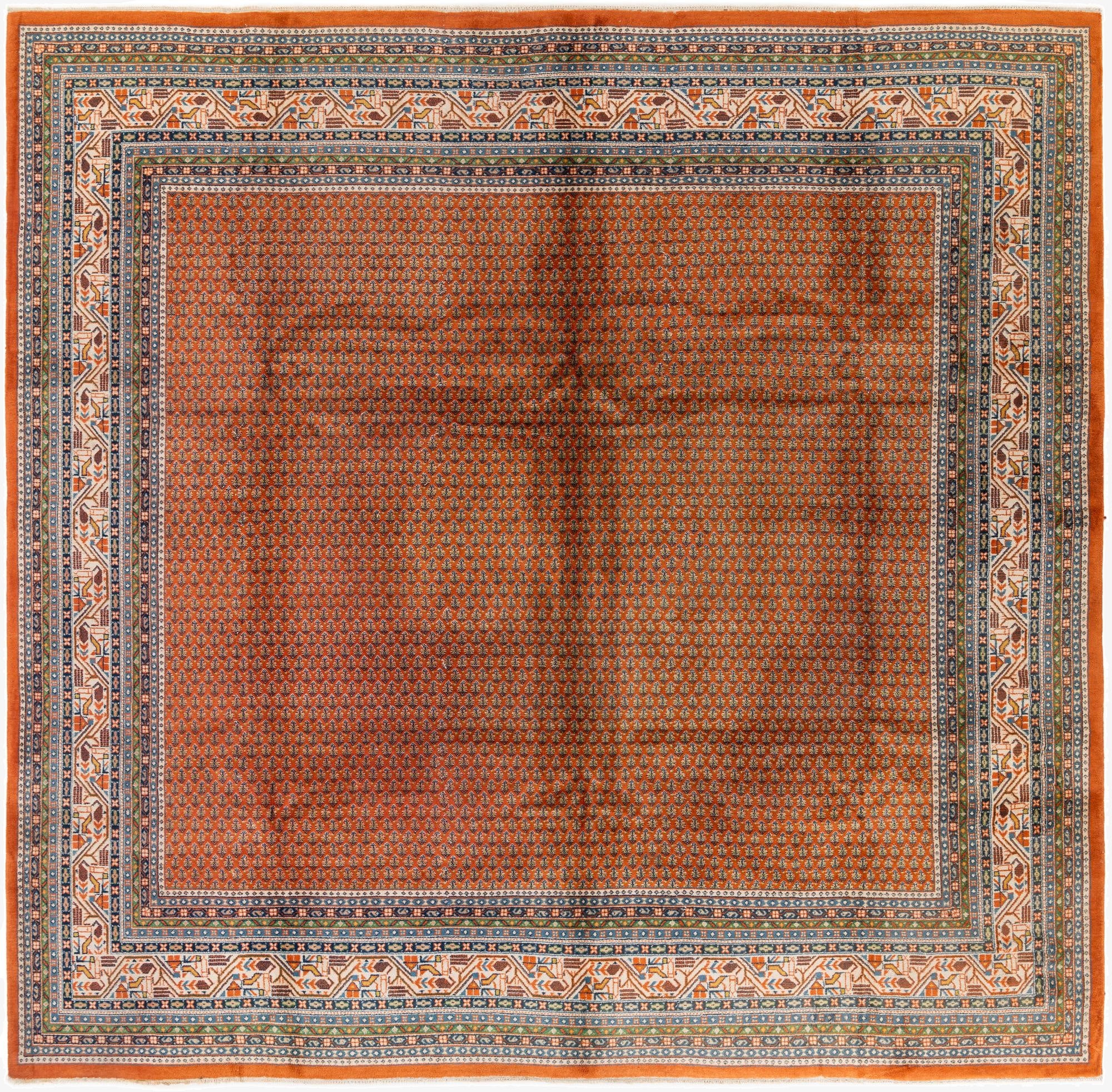  9' 9 x 10'  Hand Knotted Mir Wool Square Rug